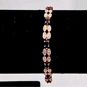 Ross & Simons 18K Rose Gold Over Silver 925 Diamond Accent Sapphire Bracelet